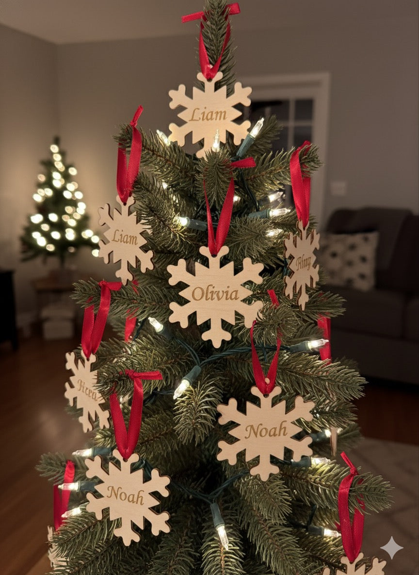 Wood Snowflake Ornament (Engraved)