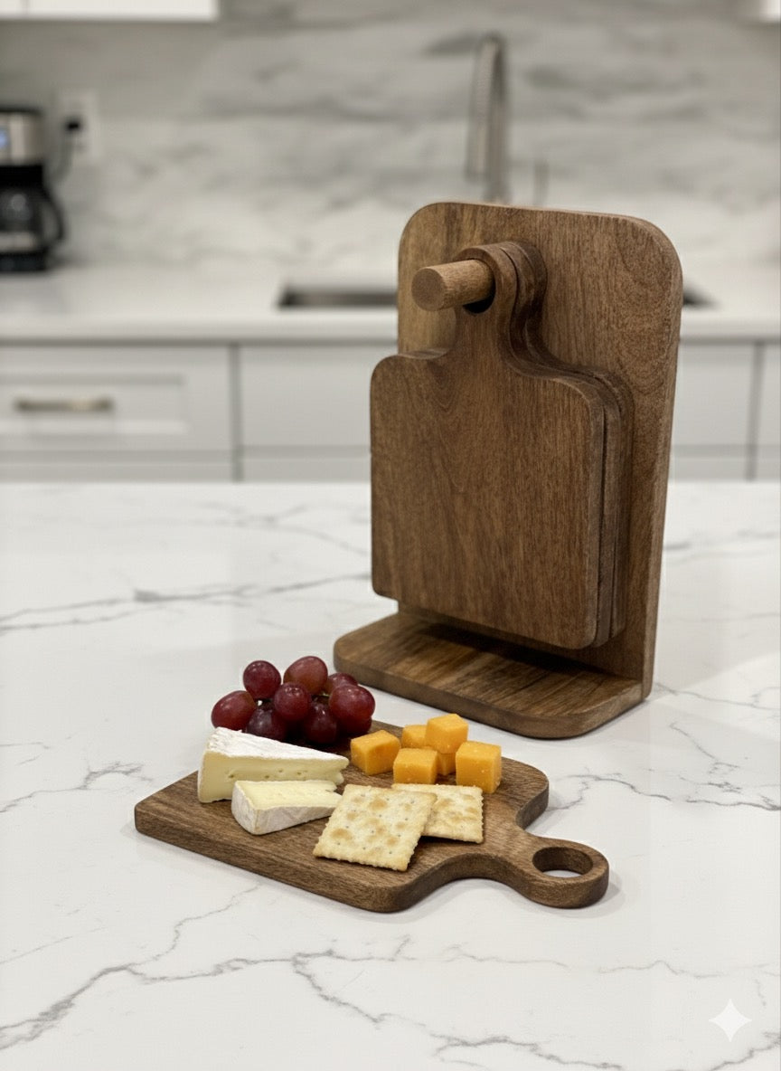 Unique Acacia Stand with Serving Boards